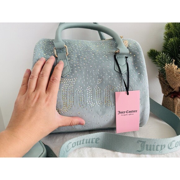 JUICY COUTURE LET IT SHINE SATCHEL BAG COOL BLUE Brand New With Tags - Picture 7 of 10
